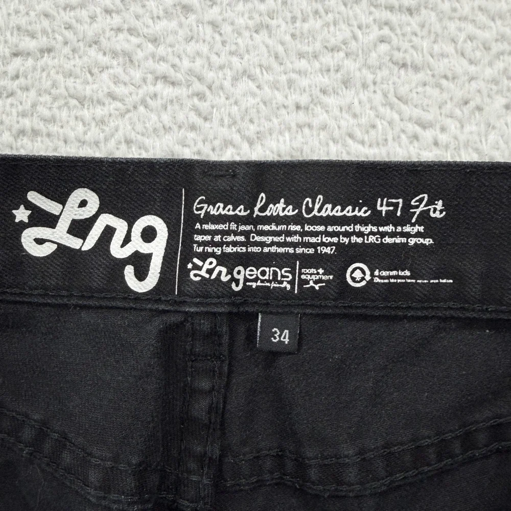LRG Grass Roots Classic 47 Fit Mens Black Relaxed Taper Denim Jean 34x30 J105048